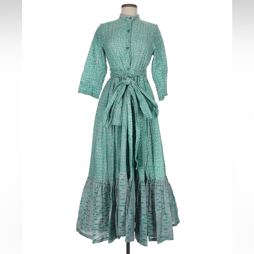 Sika Teal Patterned Maxi Dress